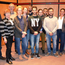 Pressekonferenz mit BaS, Projektpartnern, Geflüchteten und ehrenamtlichen Paten/innen. Foto: Frank Merschhaus